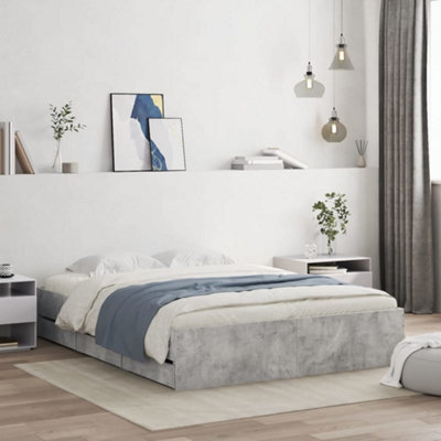 Berkfield Bed Frame With Drawers Without Mattress Concrete Grey 140X190 Cm - image 1