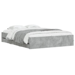 Berkfield Bed Frame With Drawers Without Mattress Concrete Grey 140X190 Cm - thumbnail 3