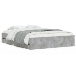 Berkfield Bed Frame With Drawers Without Mattress Concrete Grey 140X190 Cm - thumbnail 2
