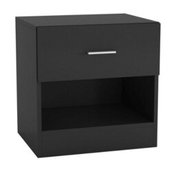 Urbn-Living Urbnliving 46Cm Height 1 Drawer Wooden Kids Bedroom Bedside Cabinet Nightstand Side Table Shelf Black - thumbnail 2