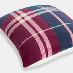 OHS 2 Pack Winsford Check Decorative Square Cushion Covers, Burgundy - thumbnail 2