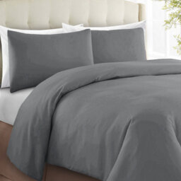 Ameha Super King Size Duvet Cover Sets Plain Dyed Quilt Grey Bedding With Pillowcases Soft Breathable Microfiber Bed Set 260X220Cm - thumbnail 2
