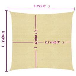 Berkfield Sunshade Sail 160 G/m2 Beige 3X3 M Hdpe - thumbnail 6