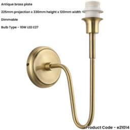 Loops Indoor Antique Brass Plate Wall Light - Dimmable 10W Led E27 - thumbnail 2