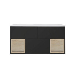 Homestylestore Black Grey 1210mm Wall Hung Bathroom Vanity Unit Open Shelf Double Basin - thumbnail 1