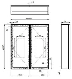 Affine Led Bathroom Mirror Cabinet Demister Shaver Socket Touch Wall Mounted 700X600mm - thumbnail 5