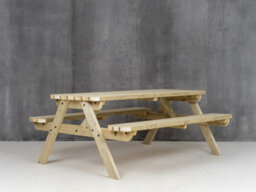 Arbor Garden Solutions Fortem Rounded Pub Style Picnic Table Benches Set (7Ft, Natural Finish) - thumbnail 4