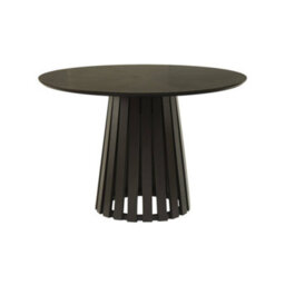 Sweeek - Round Dining Table Rubberwood And Oak Veneer, Seats 4 Black 110X110X73 Cm - Angèle - thumbnail 2
