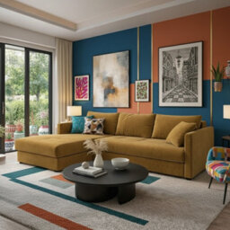 Orea Grey Fabric Corner Sofa Bed With Storage Profiled Cushions Stylish Multi Functional Sleeper For Living Room Mustard Left - thumbnail 2