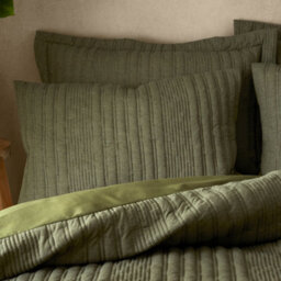 Pineapple Elephant Tamba Jersey Stripe Quilted Single Duvet Cover Set With Pillowcase Olive Green - thumbnail 2
