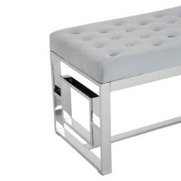 Orsina Stylish Powder Blue Velvet And Silver Bench, Luxe Bench For Outdoor, Accent Dining Bench For Diningroom - thumbnail 6