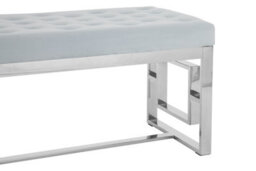 Orsina Stylish Powder Blue Velvet And Silver Bench, Luxe Bench For Outdoor, Accent Dining Bench For Diningroom - thumbnail 5