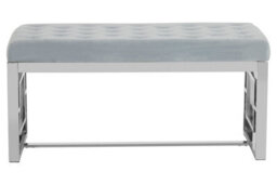 Orsina Stylish Powder Blue Velvet And Silver Bench, Luxe Bench For Outdoor, Accent Dining Bench For Diningroom - thumbnail 4
