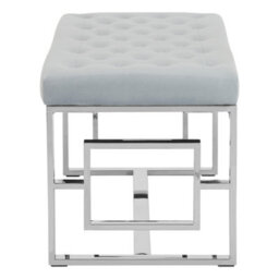 Orsina Stylish Powder Blue Velvet And Silver Bench, Luxe Bench For Outdoor, Accent Dining Bench For Diningroom - thumbnail 3