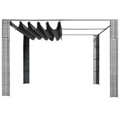 Berkfield Stylish Gazebo With Roof Poly Rattan 300X300X200 Cm Grey And Anthracite - image 1