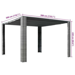 Berkfield Stylish Gazebo With Roof Poly Rattan 300X300X200 Cm Grey And Anthracite - thumbnail 4