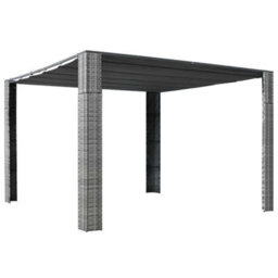 Berkfield Stylish Gazebo With Roof Poly Rattan 300X300X200 Cm Grey And Anthracite - thumbnail 2