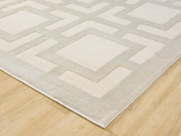 Vellure Modern Indoor Living Room Area Rug Embossed Metallic Sheen Maze Design Cream 160X230 Cm - thumbnail 4