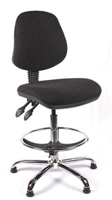Chrome Medium Back Draughtsman Chair In Charcoal Fabric - image 1