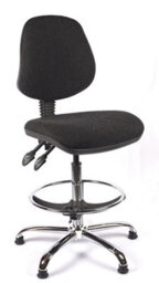 Chrome Medium Back Draughtsman Chair In Charcoal Fabric