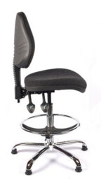 Chrome Medium Back Draughtsman Chair In Charcoal Fabric - thumbnail 4