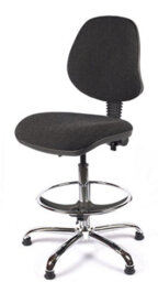 Chrome Medium Back Draughtsman Chair In Charcoal Fabric - thumbnail 2