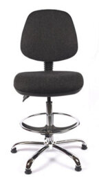 Chrome Medium Back Draughtsman Chair In Charcoal Fabric - thumbnail 3