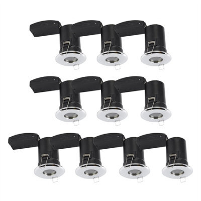 First Choice Lighting Set Of 10 - Chrome Ip65 Bathroom Recessed Fire Rated Downlights - image 1