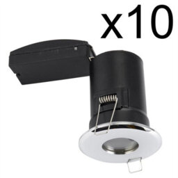 First Choice Lighting Set Of 10 - Chrome Ip65 Bathroom Recessed Fire Rated Downlights - thumbnail 2