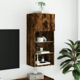 Berkfield Tv Cabinet With Led Lights Smoked Oak 40.5X30X90 Cm - thumbnail 4