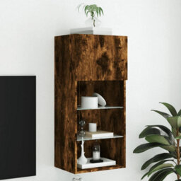 Berkfield Tv Cabinet With Led Lights Smoked Oak 40.5X30X90 Cm - thumbnail 1