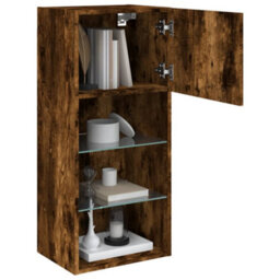 Berkfield Tv Cabinet With Led Lights Smoked Oak 40.5X30X90 Cm - thumbnail 6