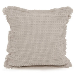 Velosso Shabby Chic Waffle Cotton Cushion, Decorative Sofa Throw Cushion With Zip Closure - Beige - thumbnail 1