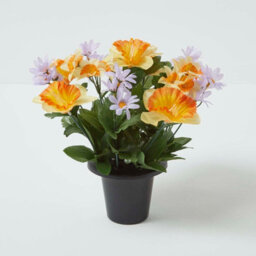 Homescapes Set Of 2 Daisy & Daffodil Artificial Flowers In Grave Pot - thumbnail 2