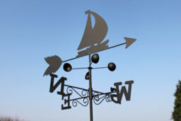 Garden Market Place Weathervane - Boat Steel Weathervane With Ground Spike And Wall Fixing. - thumbnail 1