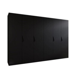 Arte Sandi I Hinged Door Wardrobe 300Cm - Black Contemporary Six-Door Wardrobe With Organised Storage And Soft-Close Doors - thumbnail 2