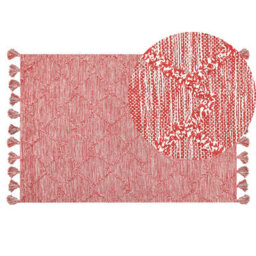 Beliani Rug Nigde Red 140 X 200 Cm Cotton