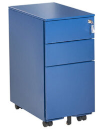 Wyld And Coco Blue Metal Lockable Cabinet With 3 Adjustable Shelves, Key Lock And Castors, 300 X 450 X 600 mm - thumbnail 3