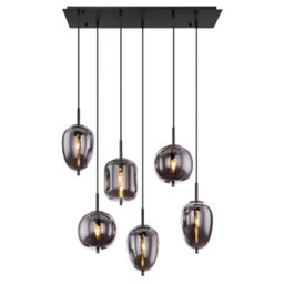 Luminosa Lighting Luminosa Blacky Cluster Pendant Ceiling Light Black Smoke Glass Shade 6X E14 - thumbnail 3