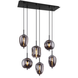 Luminosa Lighting Luminosa Blacky Cluster Pendant Ceiling Light Black Smoke Glass Shade 6X E14 - thumbnail 1