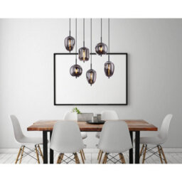 Luminosa Lighting Luminosa Blacky Cluster Pendant Ceiling Light Black Smoke Glass Shade 6X E14 - thumbnail 5