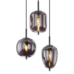Luminosa Lighting Luminosa Blacky Cluster Pendant Ceiling Light Black Smoke Glass Shade 6X E14 - thumbnail 4