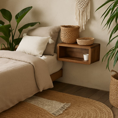 Wyld Haus Mantua Mango Wood Wall-Mounted Bedside Table D35 X H25 X W45Cm - image 1