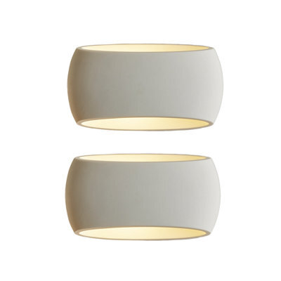2X Harper Living Wall Lights, Indoor Wall Sconce Lamp With White Oval Ceramic Shade, Plaster Wall Light For Bedroom, Living Room - image 1