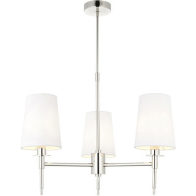 Loops Multi Arm Hanging Ceiling Pendant Light - Bright Nickel Plate & Vintage White Fabric Shade - 3 X 6W Led E14 - image 1