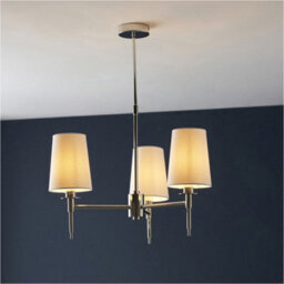 Loops Multi Arm Hanging Ceiling Pendant Light - Bright Nickel Plate & Vintage White Fabric Shade - 3 X 6W Led E14 - thumbnail 3