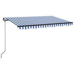 Berkfield Manual Retractable Awning 400X350 Cm Blue And White - thumbnail 2