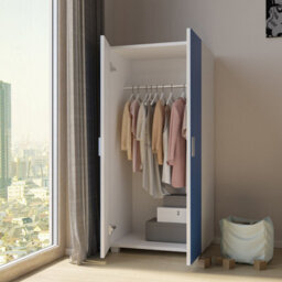 Urbn-Living Urbnliving 130Cm Height Kids Bedroom Furniture Blue Wardrobe Storage - thumbnail 2