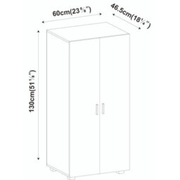 Urbn-Living Blue 130Cm 2 Door Kids Wardrobe W/ Metal Hanging Rail Childrens Bedroom Storage - thumbnail 5