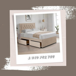 Cream Plush 3Ft Single Bed With Matttress  2 Storage Drawers And 20 Inch Borderd Headboard - thumbnail 2